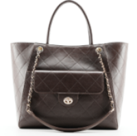 elegant dark brown quilted tote