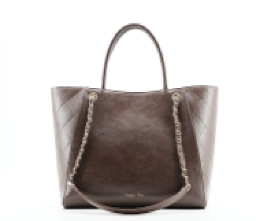 elegant dark brown quilted tote