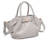 soft grey leather handbag