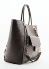 elegant dark brown quilted tote
